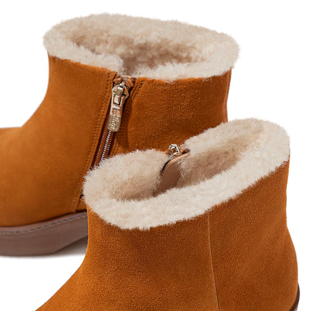 Trzewiki Fitflop PILAR Shearling-Lined Suede Damskie Głęboka Brązowe | Polska-81973