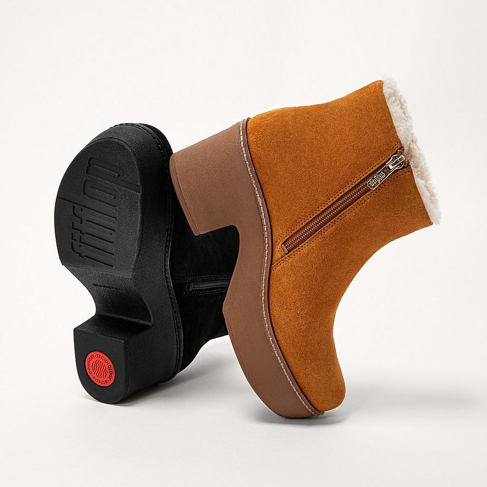 Trzewiki Fitflop PILAR Shearling-Lined Suede Damskie Głęboka Brązowe | Polska-81973